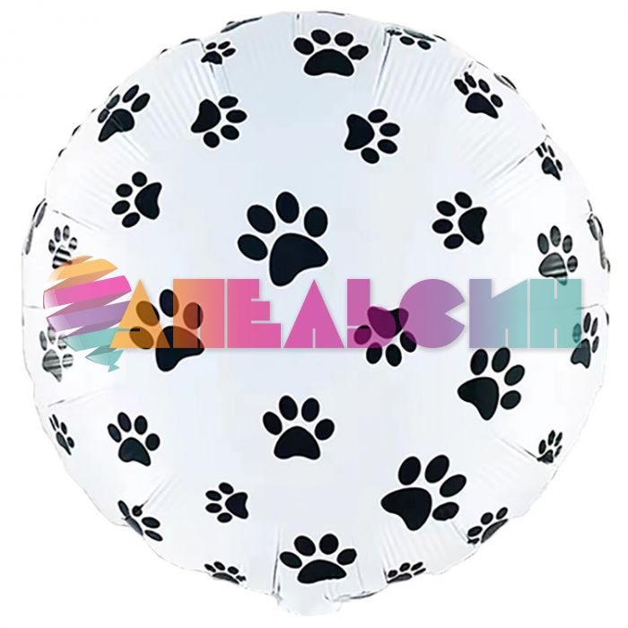 Шар фольга Следы котика Е18"/46см круг (Китай) 1202-3894