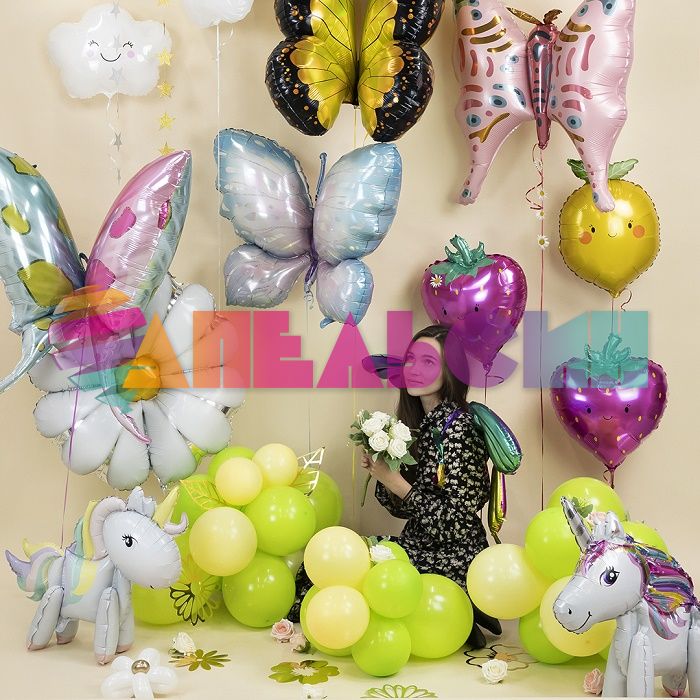 Шар фигура Бабочка розово-голубая Е45"/114см (Китай) 23635 1207-5425