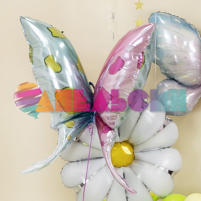 Шар фигура Бабочка розово-голубая Е45"/114см (Китай) 23635 1207-5425