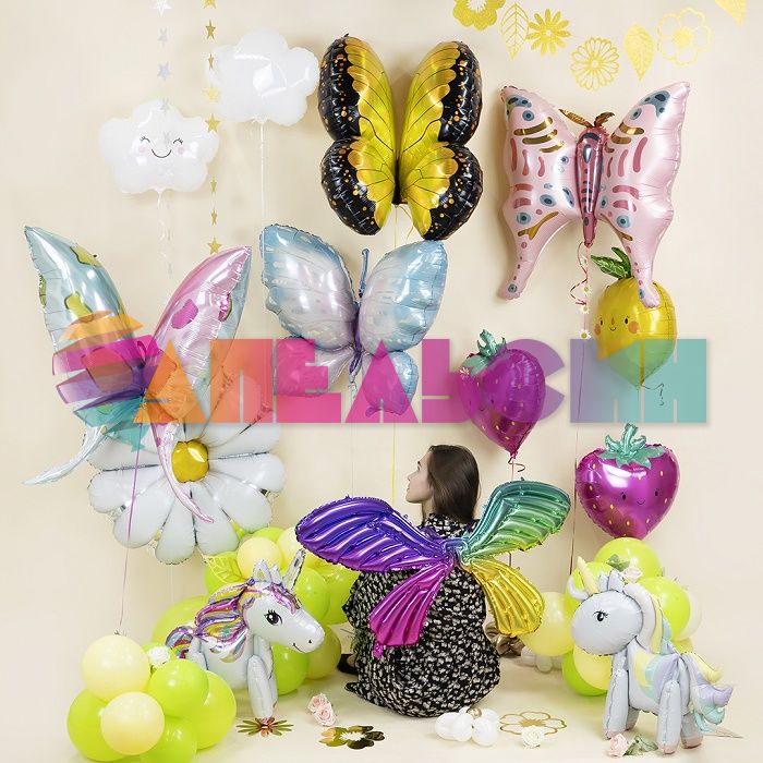 Шар фигура Бабочка розово-голубая Е45"/114см (Китай) 23635 1207-5425