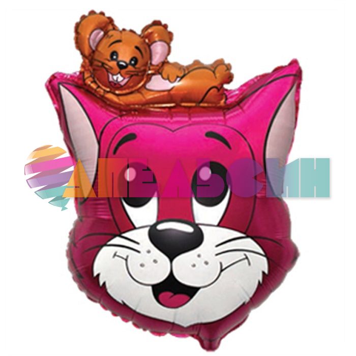Шар фигура Кот с мышкой фуше F27"/69см (Испания) 901601F