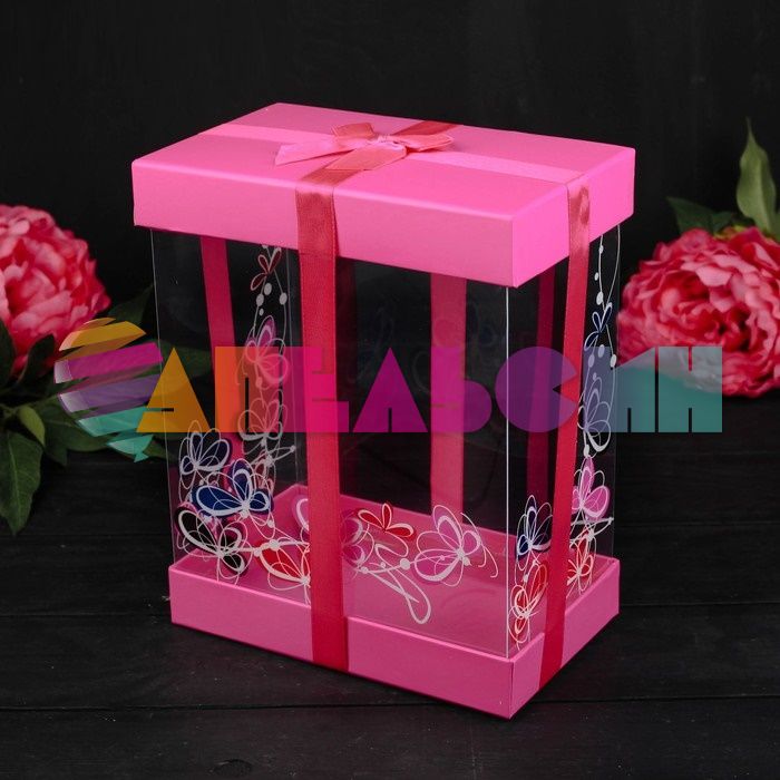 Коробка Розовый 20х25х12см аквариум 3471585-УЦЕНКА