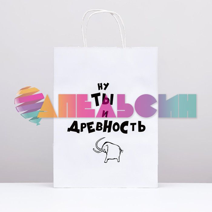 Пакет Ну ты и древность 24х32х10см крафт 4836673