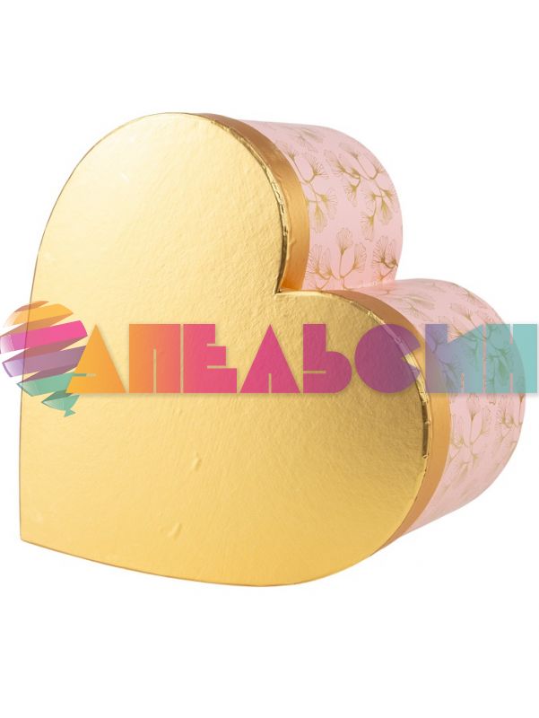 Коробка Лютики на розовом 22х23х12см сердце 10803-27D-3