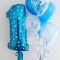 Шар цифра Синий FL40"/102см звезды 1 (Китай) NMB1/BLUE/V