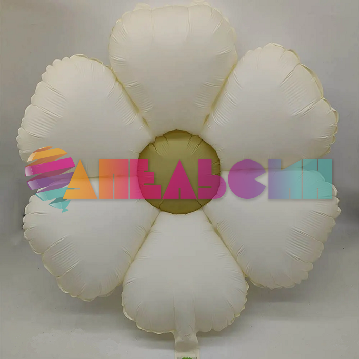 Шар фигура Цветок Ромашка кремовый ретро сатин FL45"/110см (Китай) 246050-СТОК