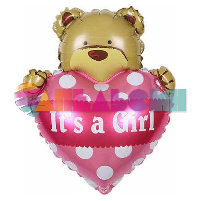 Мини фигура Медвежонок с сердцем It`a a Girl FL17"/43см с клапаном (Китай) 17121