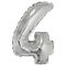 Шар цифра Серебро Т16"/41см 4 (Китай) с клапаном 317-16-4-S-QX-СТОК