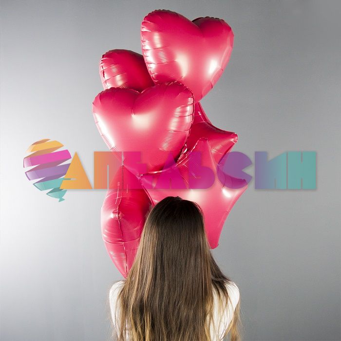 Шар звезда Розовый AG19"/48см Viva Magenta (Россия) сатин 222520