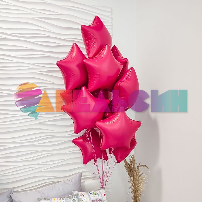 Шар звезда Розовый AG19"/48см Viva Magenta (Россия) сатин 222520