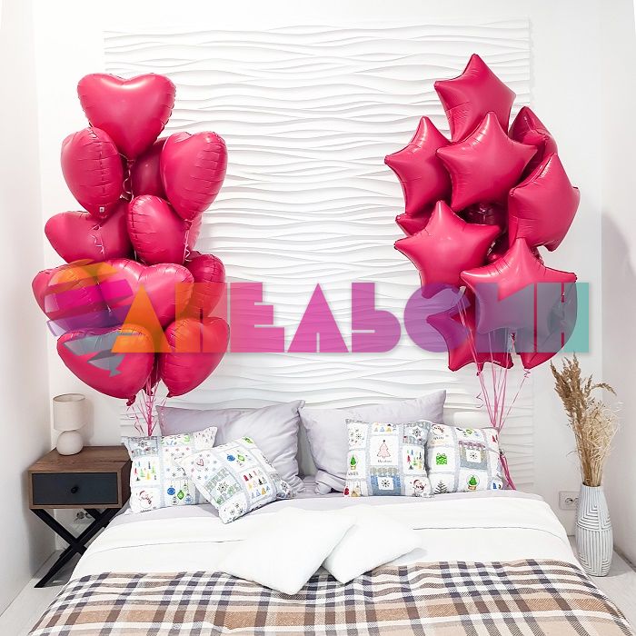 Шар звезда Розовый AG19"/48см Viva Magenta (Россия) сатин 222520