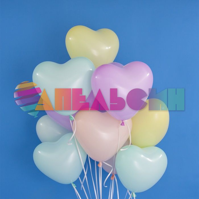 Шар сердце Д10"/25см Ассорти 100шт/уп (Китай) макарунс 610303