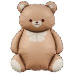 Шар фигура Мишка с бантом коричневый FL35"/89см (Китай) сатин 26011