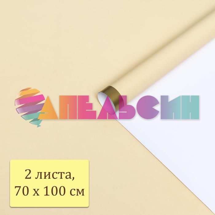 Бумага Слоновая кость золотая оконтовка 70х100см 2шт/уп глянец 6485027