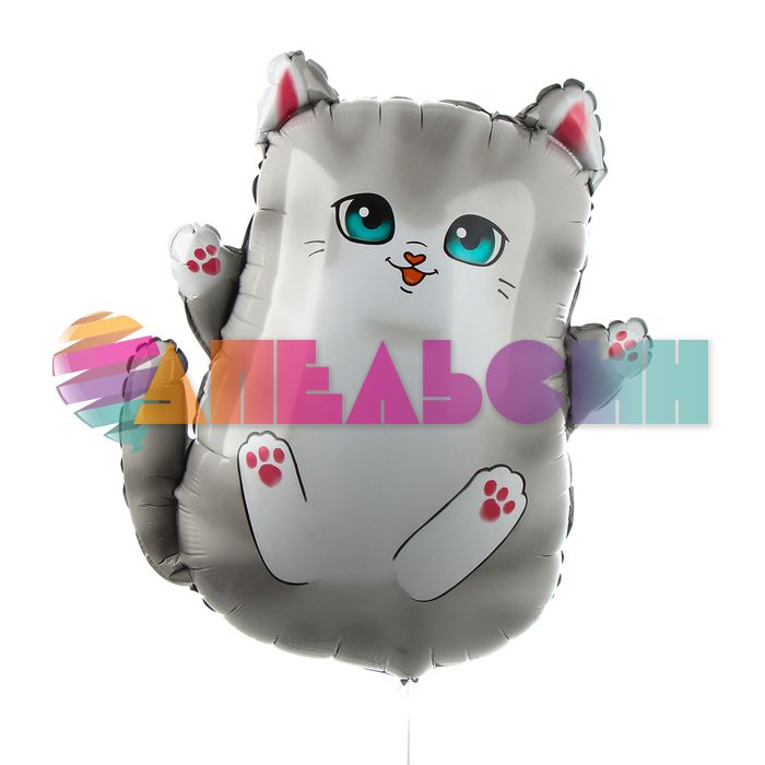 Шар фигура Котик серый L28"/70см (Китай) 10638049