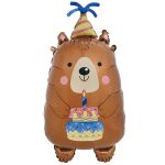 Шар фигура Мишка с тортом FL31"/81см (Китай) 24001
