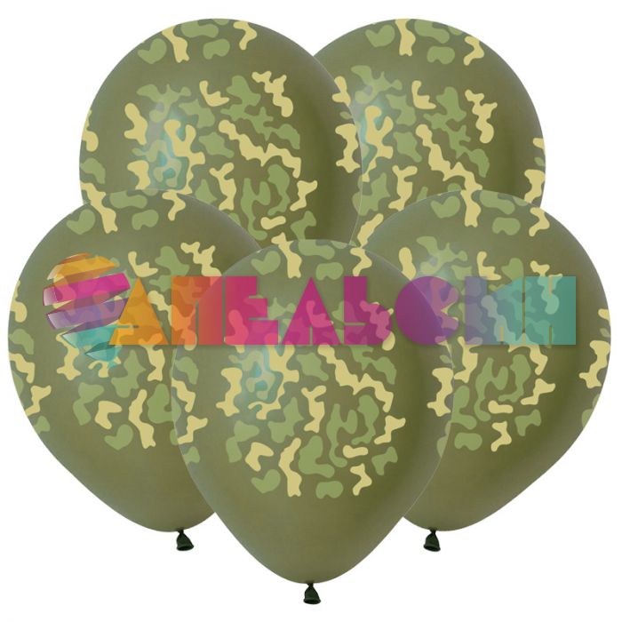 Шар латекс Камуфляж темно-зеленый 12"/30см 50шт/уп (Вьетнам) 312797-50