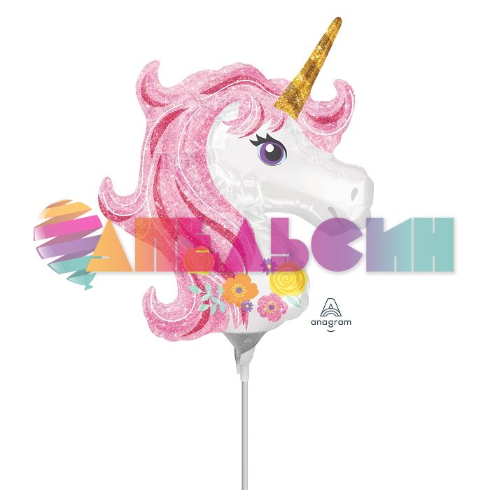 Мини голова Единорог цветочный A09"/22см (США) 37275 1206-0941