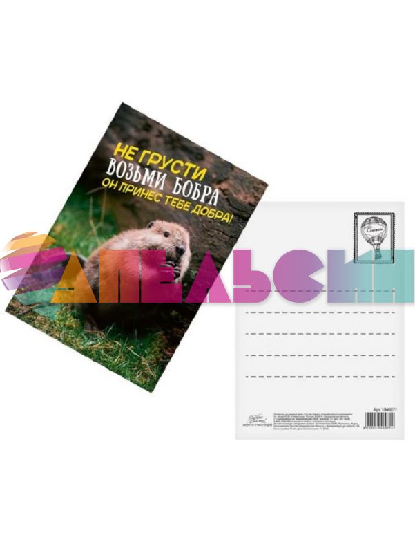 Карточка Не грусти, возьми бобра 7,5х10,5см 1840071