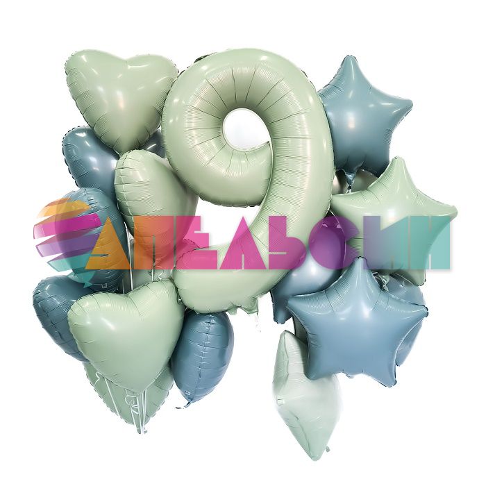 Шар звезда Зеленый AG19"/48см олива (Россия) 224685