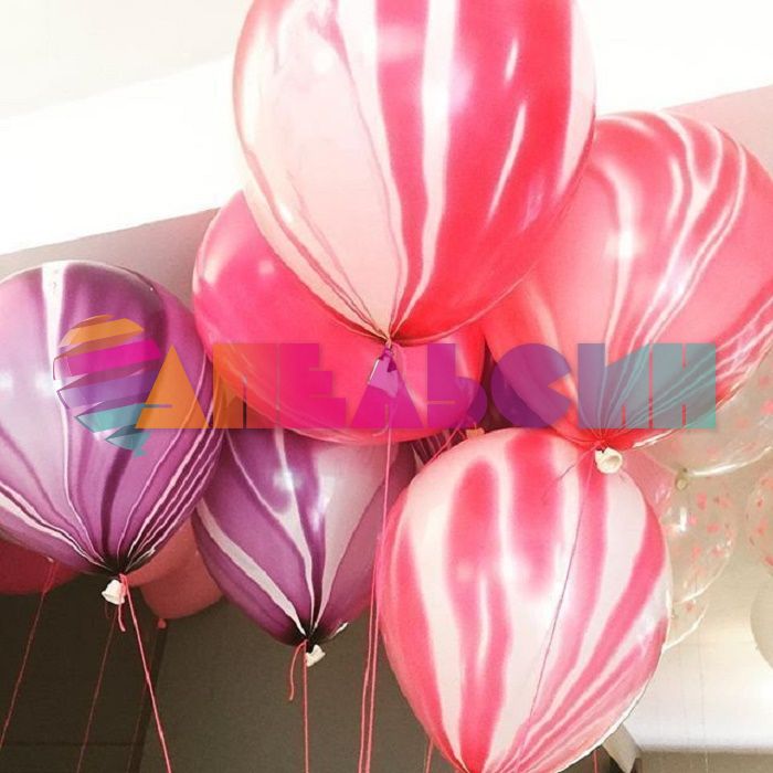 Шар латекс Агат розовый Pink Marble 12"/30см 50шт/уп (Китай) 612804