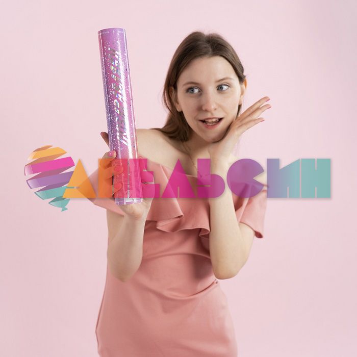 Хлопушка Сиреневый/ Розовый Поздравляю 30см конфетти круги 723036