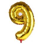 Шар цифра Золото L16"/41см 9 (Китай) с розеткой 319474-РАСПРОДАЖА