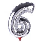 Шар цифра Серебро L16"/41см 6 (Китай) с розеткой 319471-РАСПРОДАЖА
