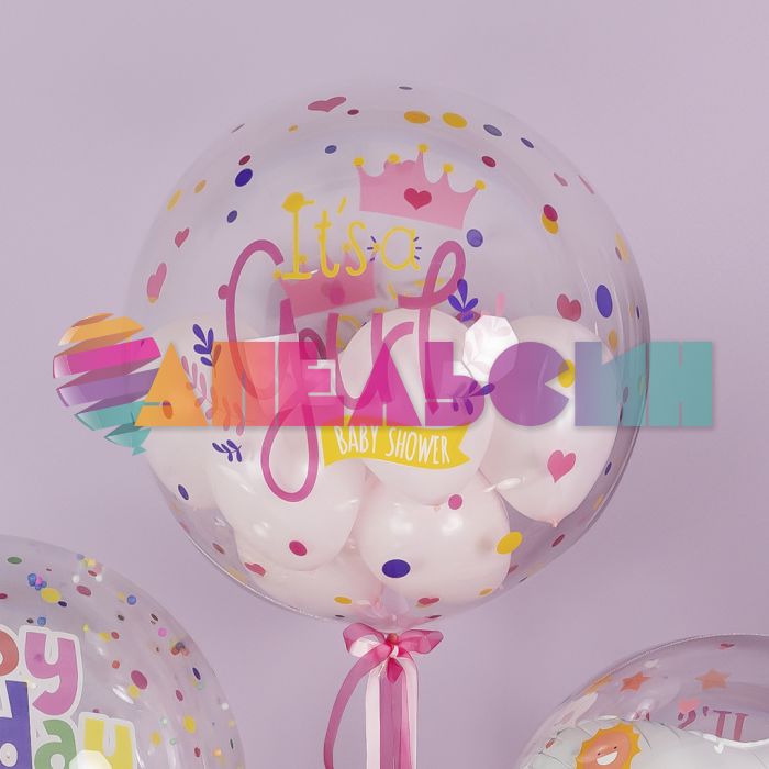 Шар сфера It`s a girl на прозрачном FL18"/46см (Китай) 518017