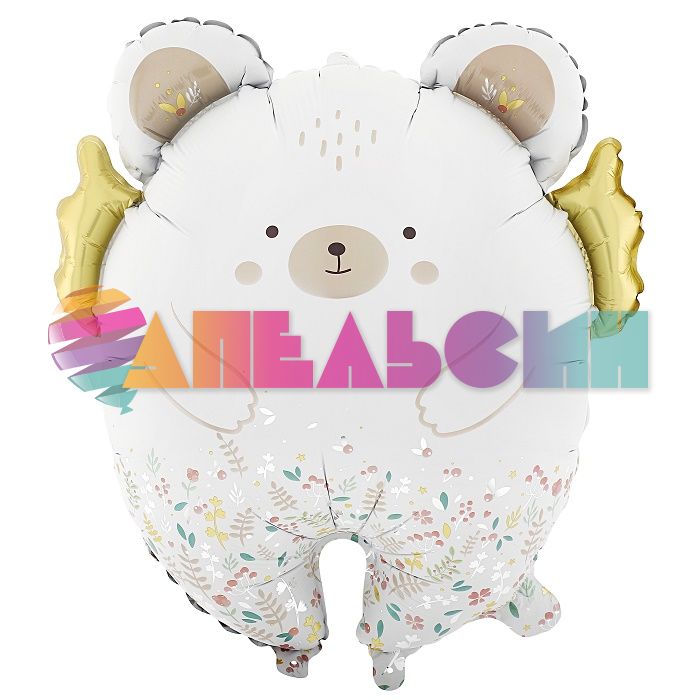 Шар фигура Мишка с золотыми крылышками FL23"/59см (Китай) 23791