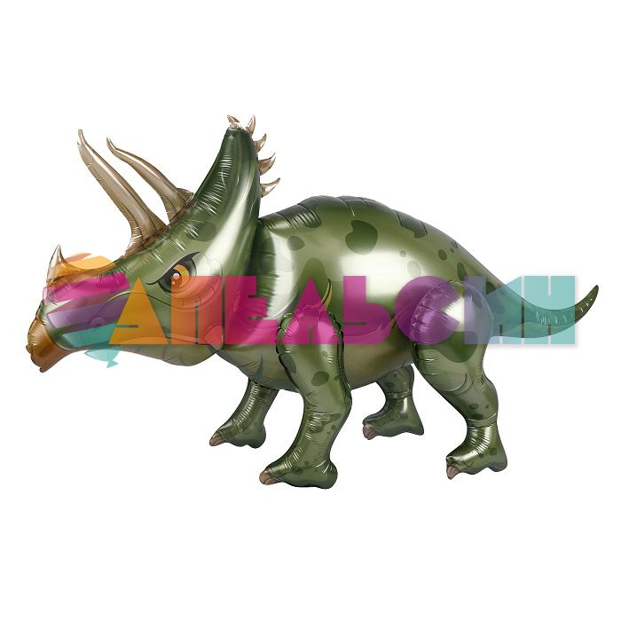 Шар ХОД Динозавр Трицератопс зеленый FL40"/102см (Китай) воздух 19871