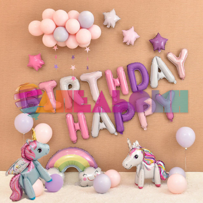 Надпись из шаров HAPPY BIRTHDAY сиреневый FL16"/41см 270см (Китай) 18002