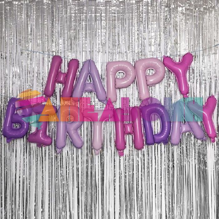 Надпись из шаров HAPPY BIRTHDAY сиреневый FL16"/41см 270см (Китай) 18002
