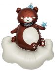 Шар фигура Мишка на облачке голубой колпачок FL48"/122см (Китай) 27771