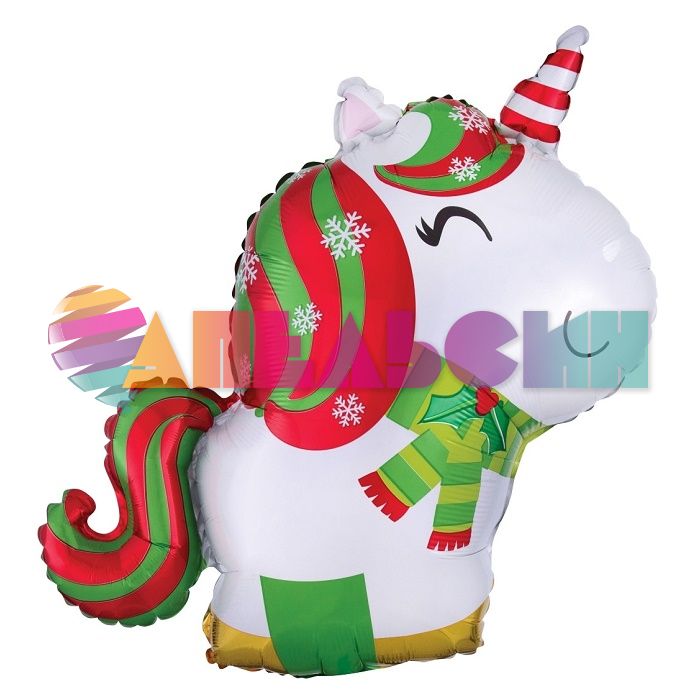 Мини фигура Единорог новогодний FL17"/43см с клапаном (Китай) 17273