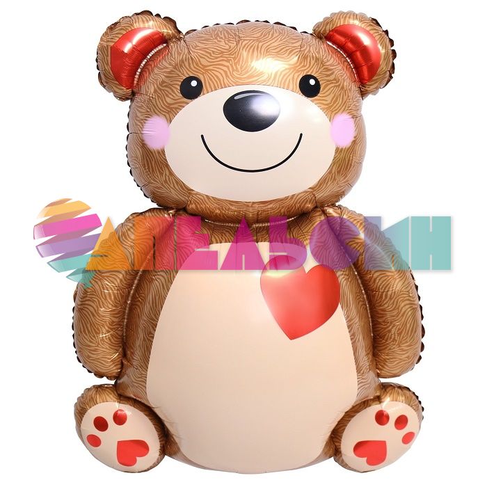 Шар фигура Мишка с сердцем Е33"/84см (Китай) 19652 1207-4981