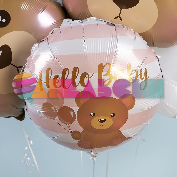 Шар фольга Hello baby Медвежонок для малыша FL18"/46см (Китай) круг 23610