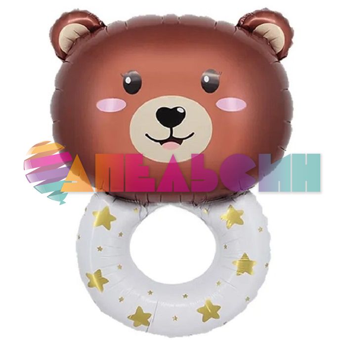 Шар фигура Погремушка медвежонок FL39"/99см (Китай) 23490