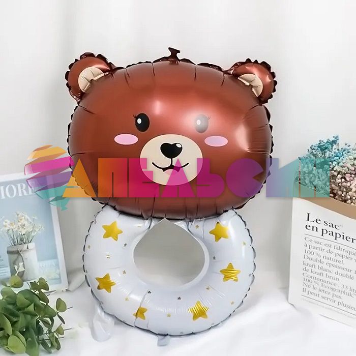 Шар фигура Погремушка медвежонок FL39"/99см (Китай) 23490