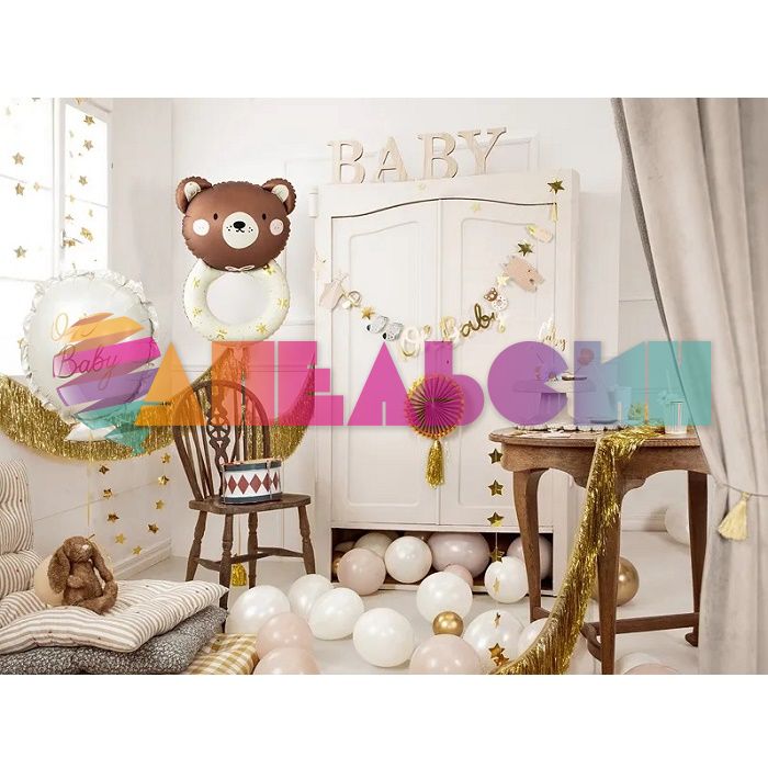 Шар фигура Погремушка медвежонок FL39"/99см (Китай) 23490