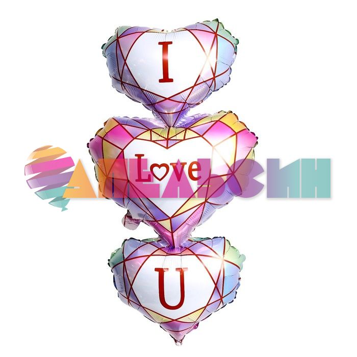 Шар фигура Сердце ILY тройная вертикаль нежность СК29"/75см (Китай) 7560522