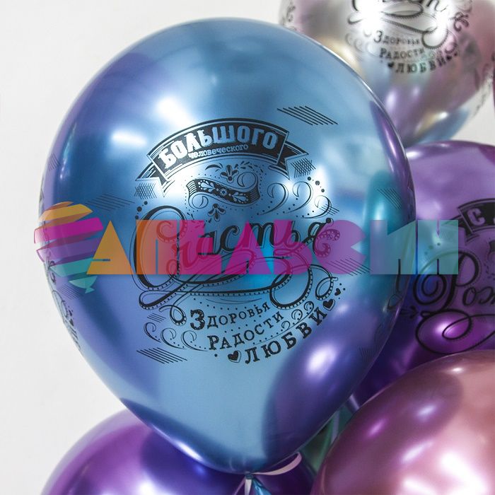 Шар латекс С ДР Винтаж 12"/30см 25шт/уп (Китай) хром 612734