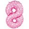 Шар цифра Розовый FL40"/102см сердца 8 (Китай) NMP8/PINK/V