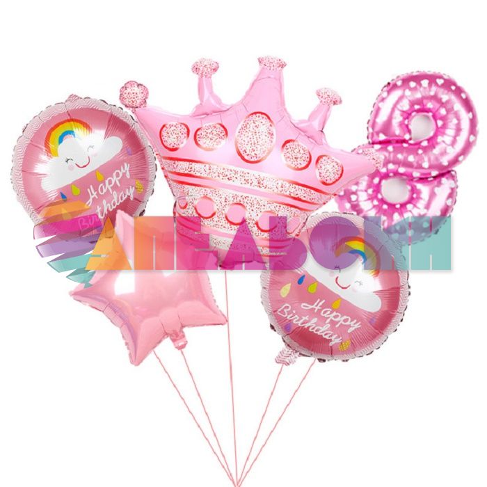 Шар цифра Розовый FL40"/102см сердца 8 (Китай) NMP8/PINK/V