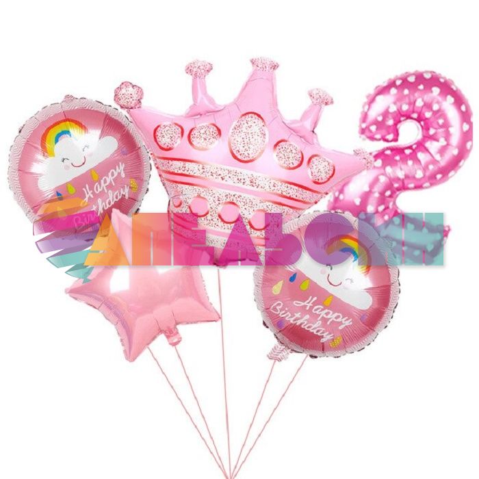 Шар цифра Розовый FL40"/102см сердца 2 (Китай) NMP2/PINK/V-СТОК
