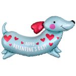 Шар фигура Такса с сердечками Happy Valentine`s Day A37"/93см (США) 1207-5875