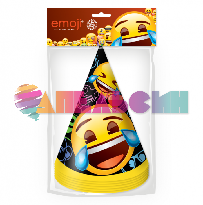 Колпак Смайл Emoji черный 6шт/уп 6014912