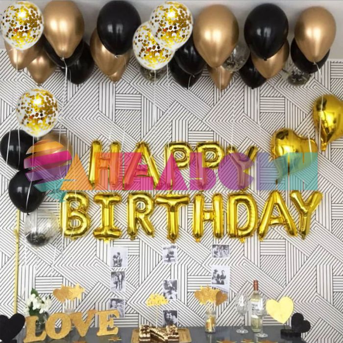 Надпись из шаров HAPPY BIRTHDAY золото FL16"/41см (Китай) 17372