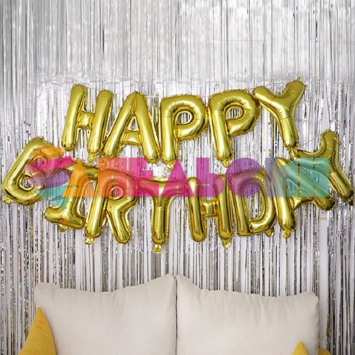 Надпись из шаров HAPPY BIRTHDAY золото FL16"/41см (Китай) 17372