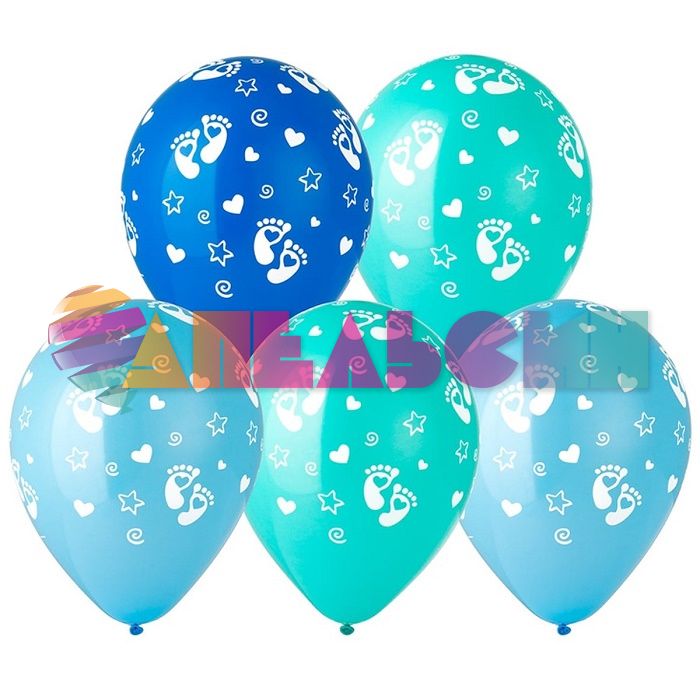 Шар латекс Пяточки мальчик 12"/30см 25шт/уп (Малайзия) 1103-2432